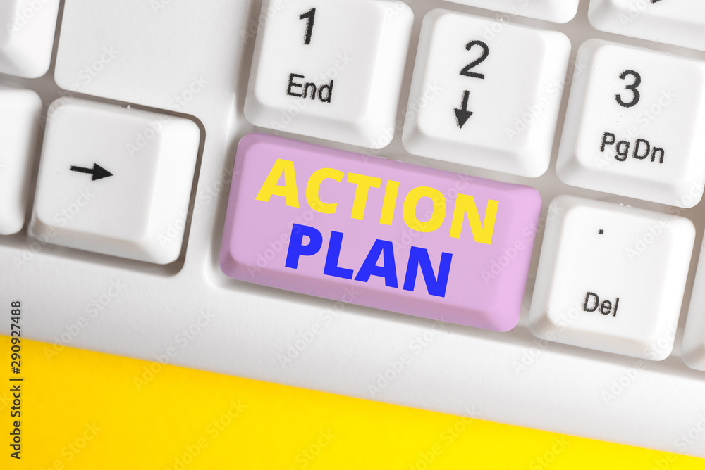 Poster handwriting text action plan. conceptual photo list of things or schedule to be made thia current ye