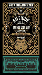 Old  label design for Whiskey and Wine label, Restaurant banner, Beer label. Vector illustration
