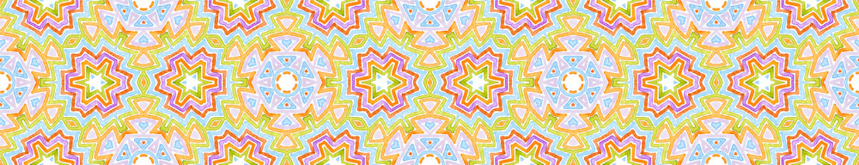 Colorful Seamless Border Scroll. Geometric Waterco
