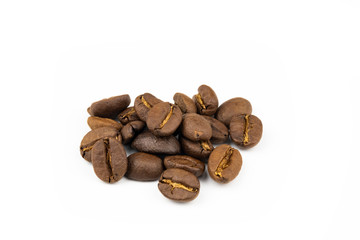 Close up of a coffee bean, Roasted coffee beans isolate on white background