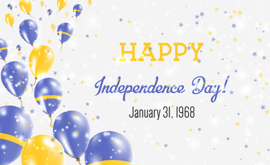 Nauru Independence Day Greeting Card. Flying Balloons in Nauru National Colors. Happy Independence Day Nauru Vector Illustration.