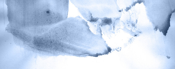 Fototapeta premium Abstract watercolor background hand-drawn on paper. Volumetric smoke elements. Navy blue color. For design, web, card, text, decoration, surfaces.