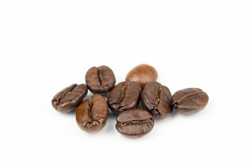 Close up of a coffee bean, Roasted coffee beans isolate on white background