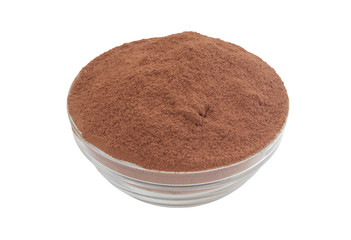 Cacao powder in bowl isolated on white