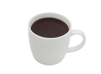 Mug of hot chocolate drink isolated on white background