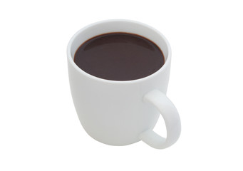 White mug of hot chocolate drink isolated on white background
