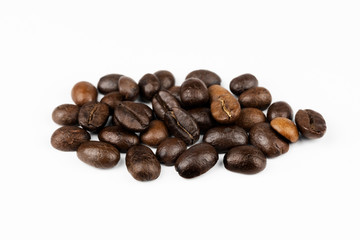 Close up of a coffee bean, Roasted coffee beans isolate on white background