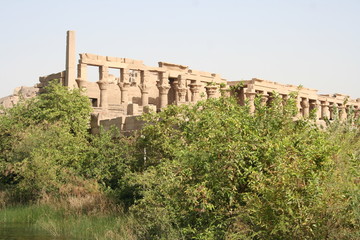 Fototapeta na wymiar Philae temple and island in the reservoir of the Aswan Low Dam, Egypt
