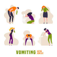 Vomiting Icons set