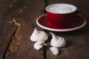 mouth-watering meringue on a wooden background