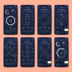 Different UI, UX, GUI screens and flat web icons for mobile apps