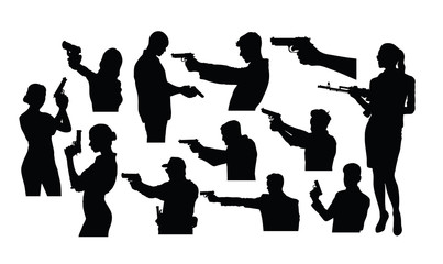 Silhouettes of A Person Holding A Gun, art vector design