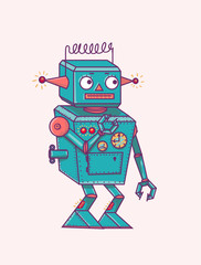 Fototapeta premium retro robot toy isolated on white