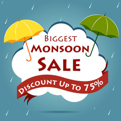Obraz premium easy to edit vector illustration of great monsoon sale and promotion advertisement banner background template
