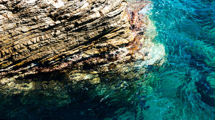 Landscape with clear blue sea and beautiful cliffs.