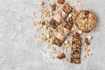 Granola bar with mix of nuts for healthy nutrition