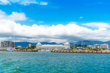 Fototapeta premium Famous Cairns Promenade and Cayman Creek, Australia. Copy space for text.