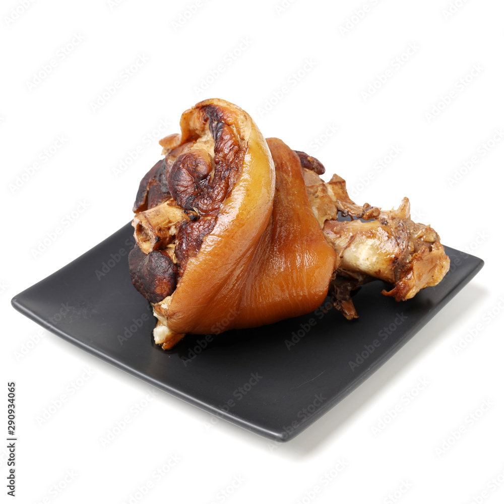 Wall mural Cooked pork leg isolated on white background