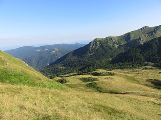 Fototapeta na wymiar Mountain landscape valley with mountain range ande vegetation