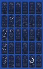 Different UI, UX, GUI screens and flat web icons for mobile apps