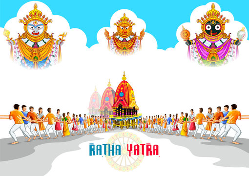 easy to edit vector illustration of Rath Yatra Lord Jagannath festival Holiday background celebrated in Odisha, India