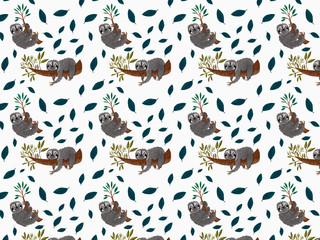 pattern with sloths on the branches