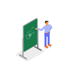 Isometric Office Character Near The Board