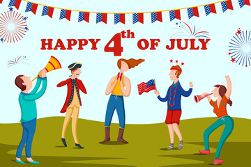 easy to edit vector illustration of Holiday celebration background for 4th of July Happy Independence Day of America
