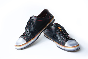 Isolated man black sneaker for walking around