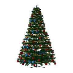 Christmas tree, isolate on a white background. 3D rendering of excellent quality in high resolution
