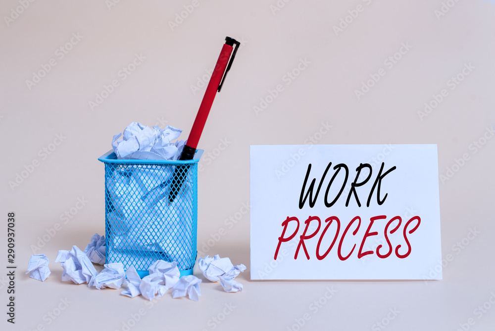 Fototapete text sign showing work process. business photo showcasing standard procedures how to handle a partic