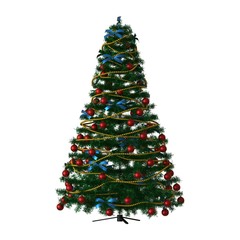 Christmas tree, isolate on a white background. 3D rendering of excellent quality in high resolution