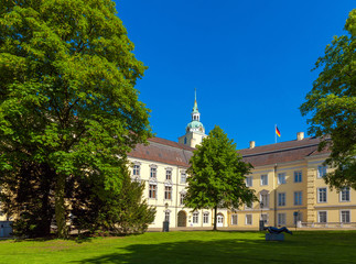 View of Oldenburg Castle, Oldenburg, Germany. Copy space for text.