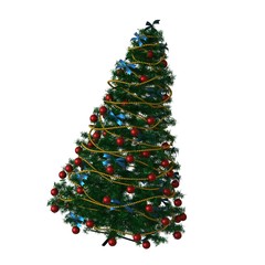 Christmas tree, isolate on a white background. 3D rendering of excellent quality in high resolution