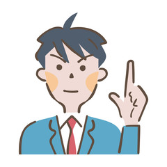 指差しする笑顔の男子高校生　イラスト