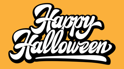 Color vector illustration with calligraphic inscription Happy Halloween