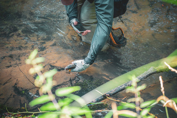 The principle of catch and release. Fishing for grayling.
