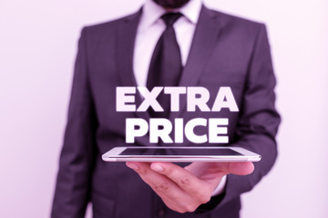 Writing note showing Extra Price. Business concept for extra price definition beyond the ordinary large degree