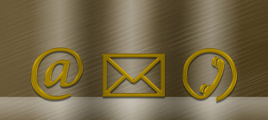 Messigplatte mit Kommunikations Icons Mail, Phone