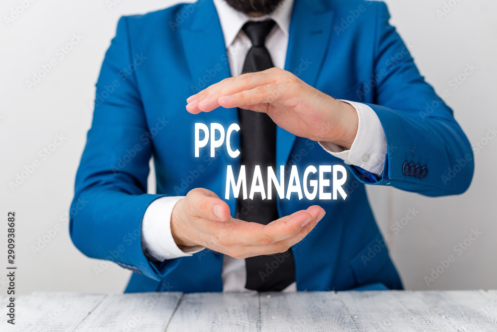 Aufkleber writing note showing ppc manager. business concept for which advertisers pay fee each time one of th