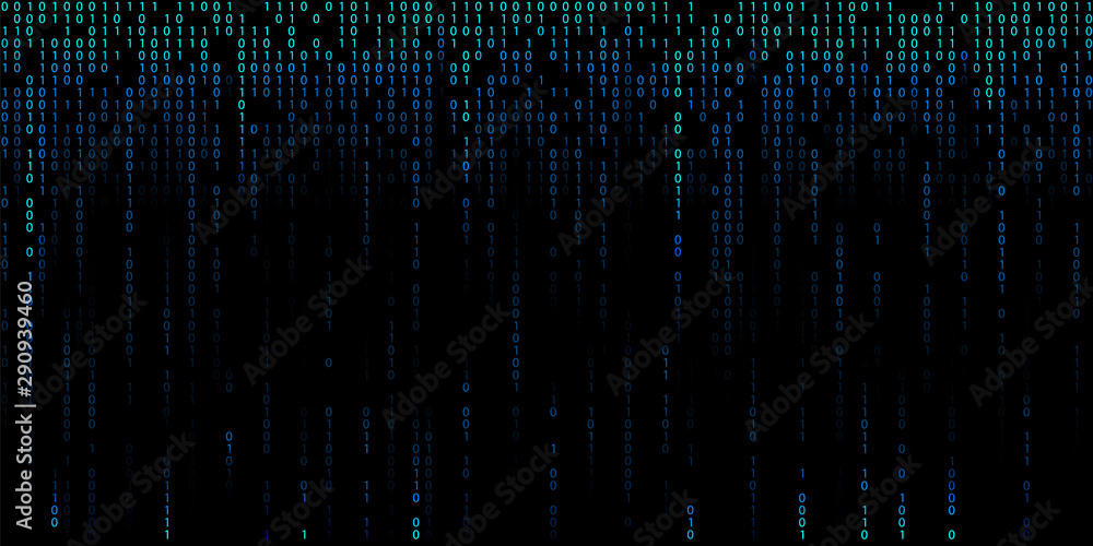 Canvas Prints Blue cyber background of binary code digits.