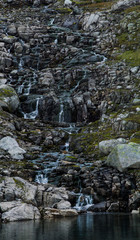 Fototapeta na wymiar Mountain stream running down mountain side