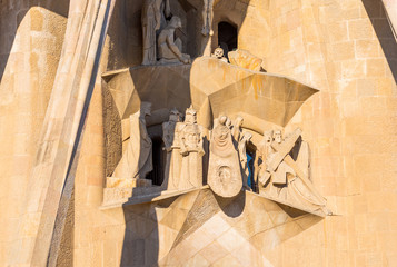 Facade of Sangrada Familia church, Barcelona, Spain.