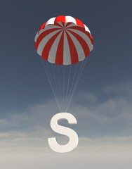 3D illustration of letter S with Parachute