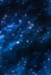 Stars, planet and galaxy in cosmos universe, space and time travel science background