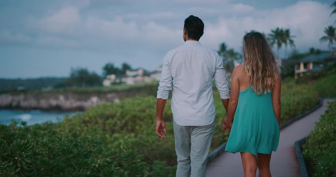 A romantic walk at dusk