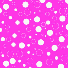Pink circle, white circle on pink background.The circle art has two colors white and pink, in an abstract style.