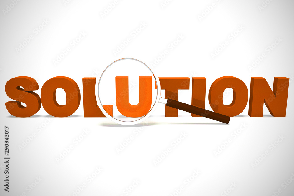 Poster solution concept icon means resolving and unravelling a problem - 3d illustration