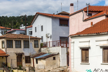 Typical Street and old houses in old town of Xanthi, Greece