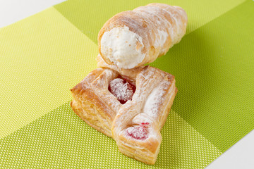 Quiche with a custard. Soviet cuisine. Cake with berry jam. Sweets for tea.